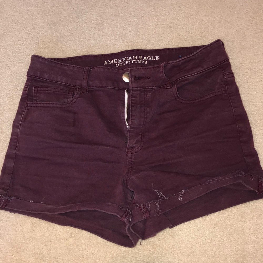 American Eagle Maroon Super Stretch Shorts